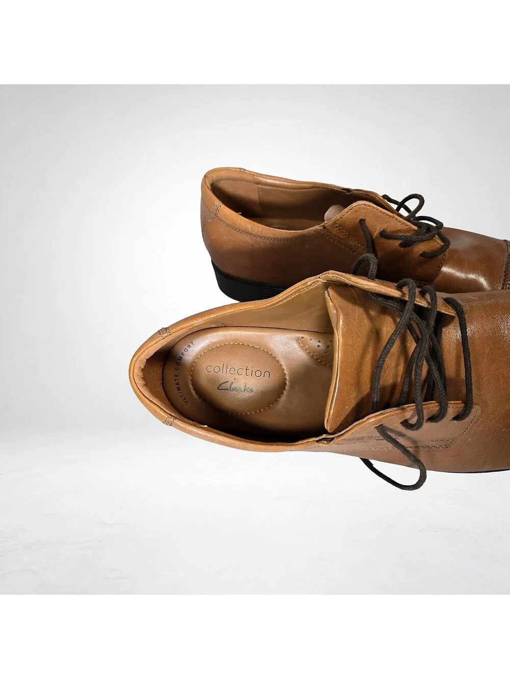 Clarks Collection Men's 11.5 Leather Cap Toe Oxford Tan Shoes
